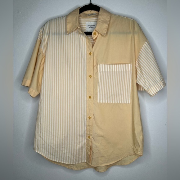 Abercrombie & Fitch Tops - Abercrombie & Fitch Womens Oversized Poplin Button-Up Colorblock Stripe
